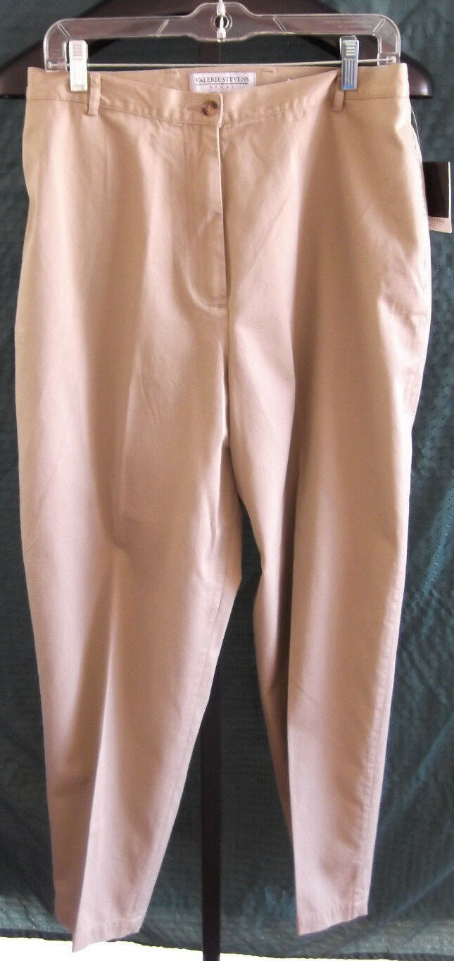 Primary image for NWT Valerie Stevens Sport Khaki Brown Cotton pants Misses Size 14
