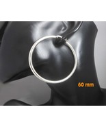  60mm Round Hoop Earrings 925 Silver Earrings, Handmade Women Circle Ear... - $74.00