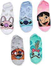 Disney Womens Lilo &amp; Stitch 5 Pack No Show Casual Socks Pastel Size 4-10 - £15.72 GBP