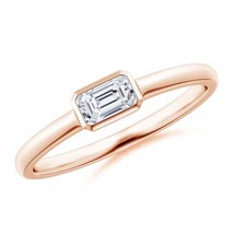 ANGARA Natural Diamond Emerald-Cut Ring in Bezel Setting (Grade-HSI2, 0.32 Ctw) - £855.43 GBP