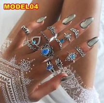 jewelry set 13pcs/set Vintage Diamond Engraved Crown Star Gemstone Ring - $23.75