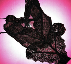 Nwt Victoria&#39;s Secret 32C Teddy one-piece Bodysuit Black Lace Cutout - £55.25 GBP