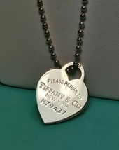 Return to Tiffany Large Heart Tag Pendant Charm 34&quot; Big 2mm Bead Ball Ne... - $308.75