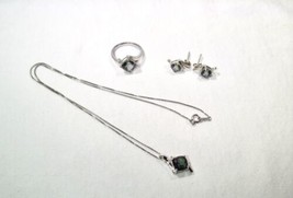 Sterling Silver Mystic Topaz Ring/Earrings/Pendant Necklace Set K458 - £58.66 GBP