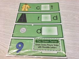 The Green Series - 48 Picture Strips with Movable Letters Montessori - £17.00 GBP