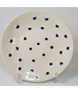 Matceramica 9in. Luncheon Salad Plate Blue White Dots Handpainted Stoneware - $15.79