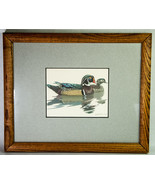 Richard Sloan Wood Ducks Framed Small Print 1981 Nature Birds Like New - £6.00 GBP