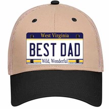 Best Dad West Virginia Novelty Khaki Mesh License Plate Hat - £23.31 GBP