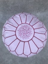 pink Moroccan Leather Pouf Cover - $2,464.09 MXN+