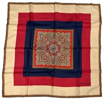 SCARF VINTAGE AUTHENTIC DANIEL LA FORET SILK 27&quot; Paisley Color Block  SQ... - $57.92