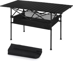 Black, 46&quot; X 26&quot; X 21&quot; Liantral Camping Table, Portable Aluminum Roll-Up Picnic - £67.32 GBP