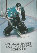 1992-93 San Jose Sharks Nhl Hockey Pocket Schedule - Budweiser - Ice Hockey - £1.59 GBP