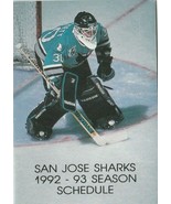 1992-93 SAN JOSE SHARKS NHL HOCKEY POCKET SCHEDULE - BUDWEISER - ICE HOCKEY - £1.56 GBP