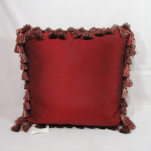 Spenser Enterprises Wine Red Beaded Tassels 20-inch Square Decorative Pillow - £28.77 GBP