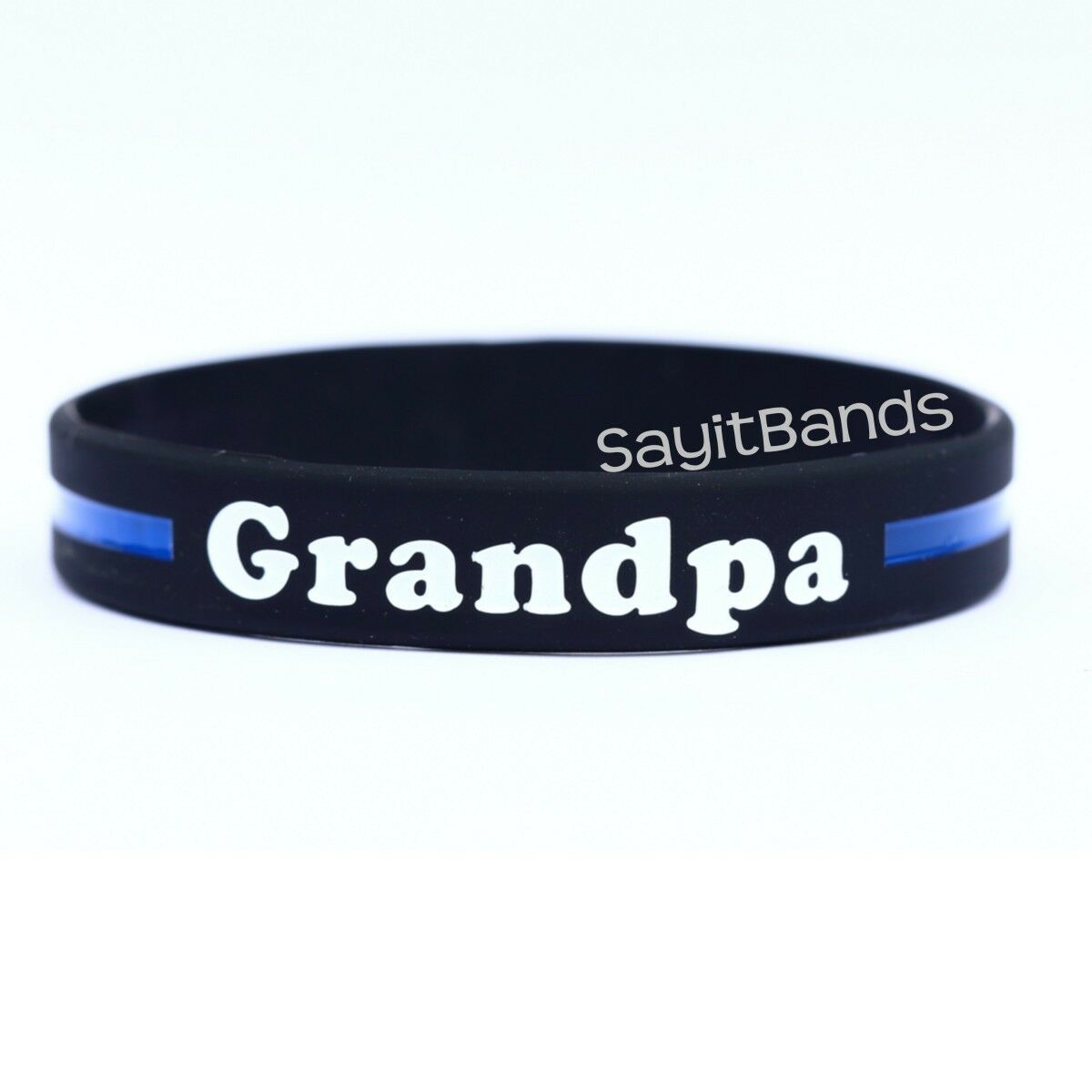 1 Grandpa Thin Blue Line Wristband, Quality Debossed Color Filled Bracelet - $9.88