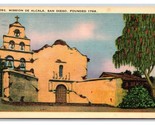 Mission San Diego De Alcala California CA Linen Postcard O14 - £1.87 GBP