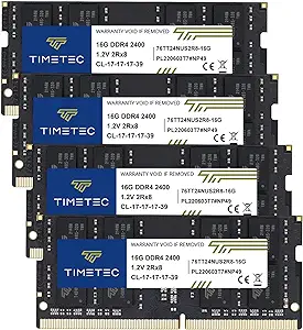 Timetec 64GB KIT(4x16GB) DDR4 2400MHz PC4-19200 Non-ECC Unbuffered 1.2V ... - $203.99