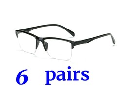 6 Pairs Fashion Square Half Frame Reading Glasses Spring Hinge Readers for Men - £10.16 GBP