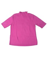 Vintage Talbots Women&#39;s Medium Pink Ribbed Knit Top Mock Neck Stretch - £11.82 GBP