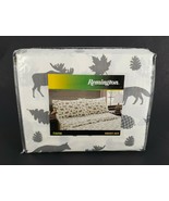 Remington Twin Sheet Set Moose Acorns Bears Beige Gray New Cabin - £21.00 GBP