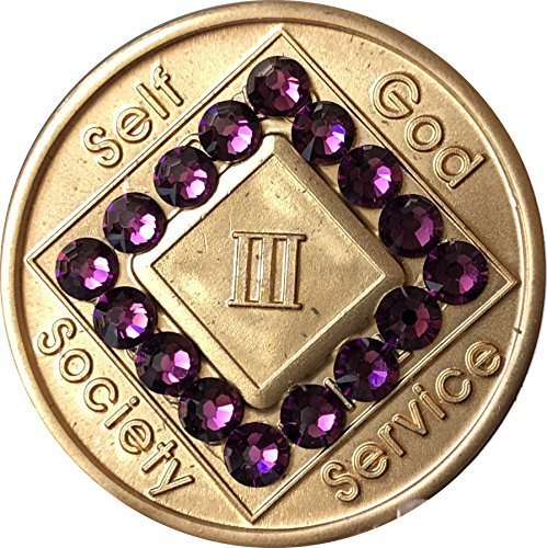 3 Year NA Medallion Bronze Purple Swarovski Crystal Chip III