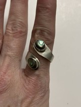 Vintage Taxco Sterling Silver Abalone Bypass Ring Size 8.5 Adustable - £25.61 GBP