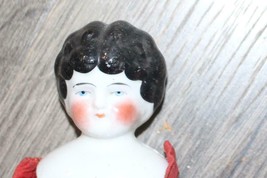 Antique German China Head Doll Low Brow Blue Eyes Circa 1890-1930s. - £52.24 GBP