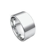 Polished 10mm Wide Engravable Flat Stainless Steel Unisex Men Wedding Ri... - $28.58 CAD