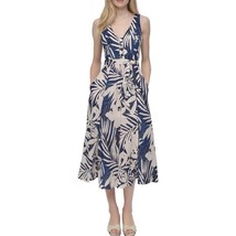 NWT DKNY Navy Multi Ikat Print Sleeveless Button-Front Maxi Dress 6 - $48.46