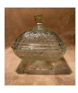 Vintage Ornate Glass, Oak Leaf &amp; Acorns, Square Pedestal Candy Dish w/Lid - $47.39 CAD