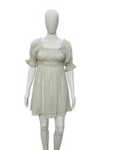 Doen Women&#39;s Floral Printed Smocked Crochet Embroidered White Short Mini Dress S - £133.95 GBP