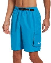 Nike Men&#39;s Swim Belted Packable Volley Shorts in Laser Blue-Size Medium - £25.85 GBP