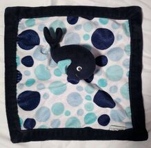 Carters Whale Security Blanket Baby Lovey Navy Blue Aqua Polka Dots - $14.40