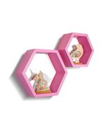 Wandars Hexagon Honeycomb Shelves Set of 2 Pine Wood Rose Quartz 11x11x9.5 - $318.99 MXN