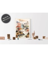 PRINTABLE wall art, Japanese Landscape (Watercolor), Portrait | Download - £2.73 GBP
