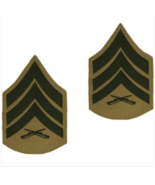 USMC Marine Corps Chevrons Green on Khaki E-5 Sergeant SGT MALE PAIR - £7.67 GBP