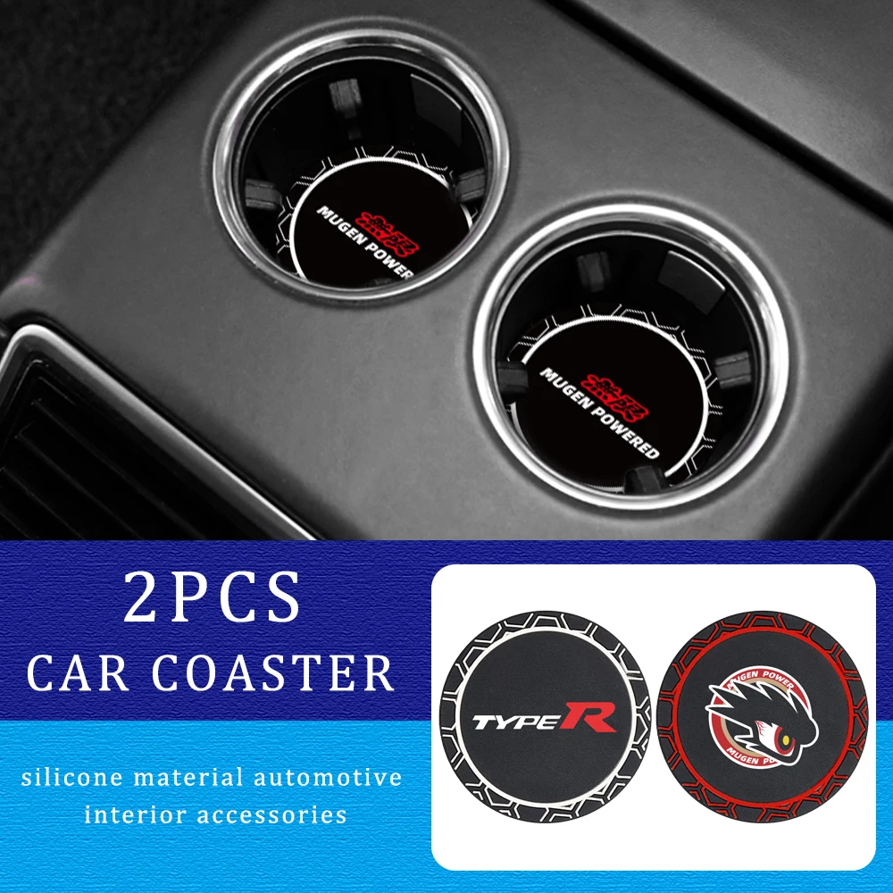 2PCS For Honda Mugen Powered TypeR Car-Styling Silica Gel Car Coasters Anti-slip - $13.90+