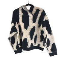 Sandy Liang Target Womens Hoodie Sweater Pullover Sherpa Fuzzy Black Ivory XL - £18.93 GBP