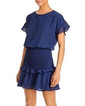 Aqua Striped Smocked Mini Dress, Size Large - $37.90