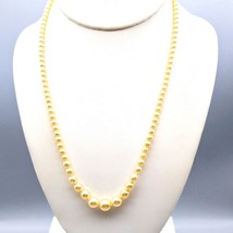 Lustrous Knotted Glass Pearl Graduated Strand, Vintage Off White Necklace - £30.44 GBP