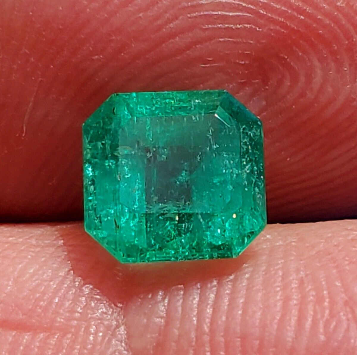 Earth mined Colombian Emerald Diamond Pendant Deco Halo Solid 18k Gold Medallion Item image 2