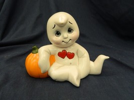 Boo Baby with Pumpkin Ceramic Mold Ghost Halloween Dona 1221 ADORABLE 7x5&quot; - £47.44 GBP