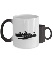 Seattle Skyline silhouette,  Heat Sensitive Color Changing Coffee Mug, Magic  - £19.66 GBP
