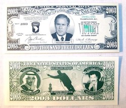 100 BUSH 2003 DOLLAR BILLS fake joke play money bill trick joking presid... - £7.58 GBP