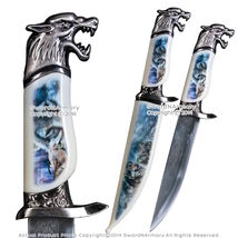 13.5" Fantasy Wolf Dagger Bowie Gift Knife with Painted Scabbard Souvenir - $13.84