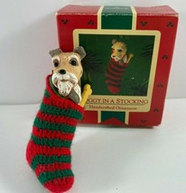 1985 Hallmark Keepsake Handcrafted Ornament Doggy in a Stocking Schonzer - £9.33 GBP