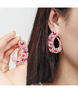 Rose Gold Plated Luxury Geometry Flower Cubic Zirconia Earings - $40.96 CAD