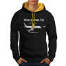 Wellcoda How Planes Fly Mens Contrast Hoodie, Magic Casual Jumper - £30.95 GBP