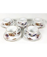 Lot 5 Royal Worcester EVESHAM Gold Cups and Saucers Fruit Organic Botant... - £15.68 GBP