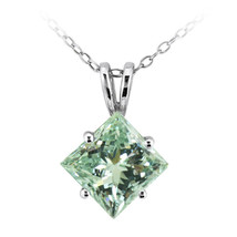 Diamond Solitaire Pendant Natural Princess Green Treated 14K Gold VVS2 0.90 CT - £1,231.17 GBP